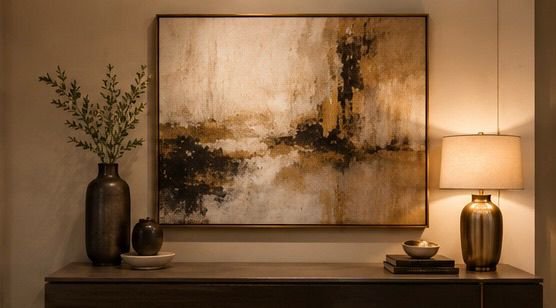 Elegant wall with statement painting